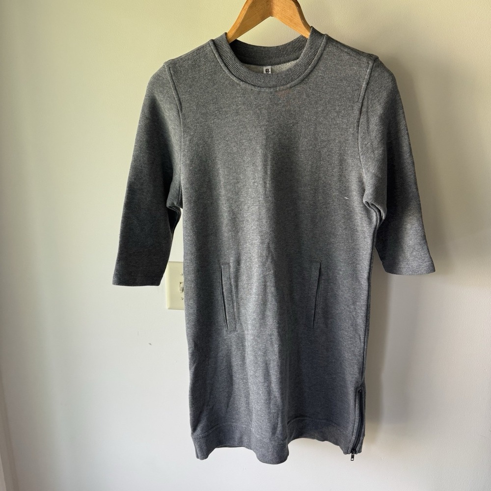 Fabletics Elena Gray Fleeced Sweatshirt Mini Dress Side Zip Athleisure Size XS